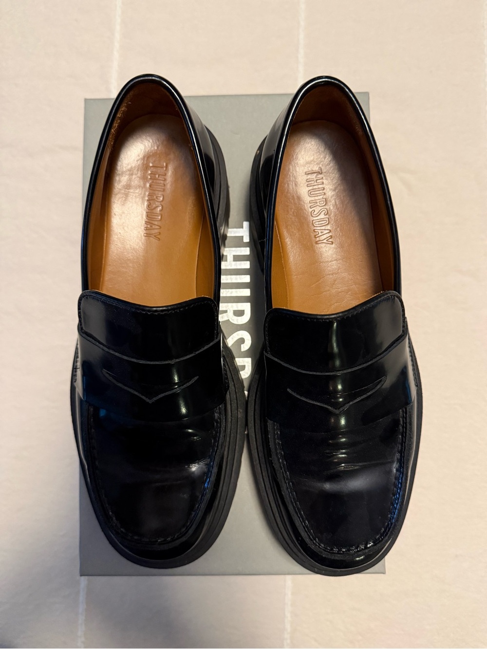 Thursday Boot Company Black Patent Penny Loafers